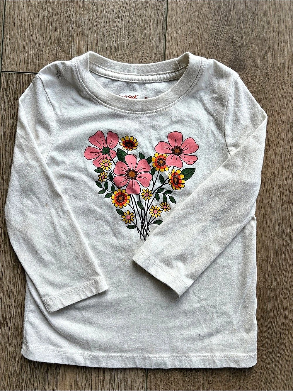 Cat & Jack Kids Floral Long Sleeve Tee White & Pink